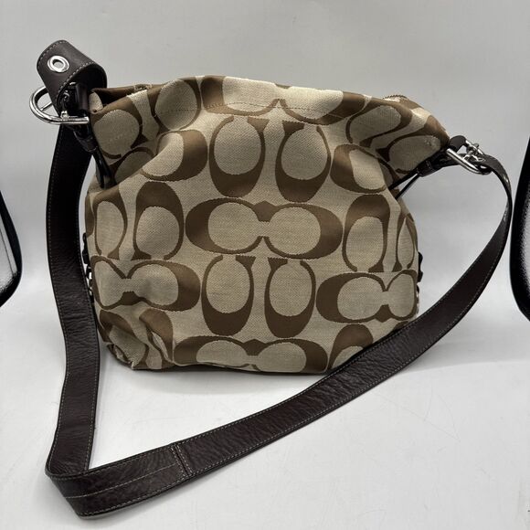 COACH Signature F15067 Shoulder Bag cross-body Brown canvas Y2K - Picture 2 of 14